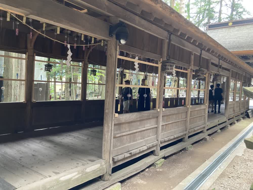 上社本宮の屋根付きの回廊 布橋